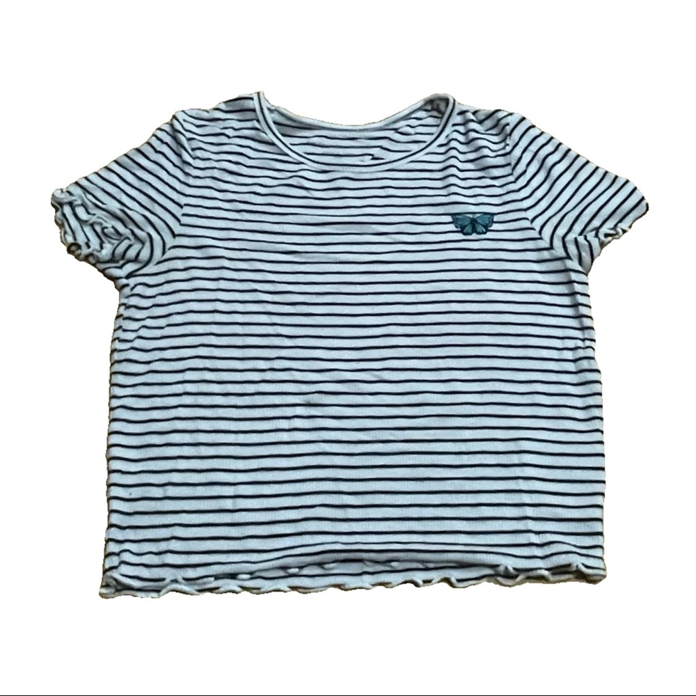 extra small black and white striped butterfly american eagle crop top